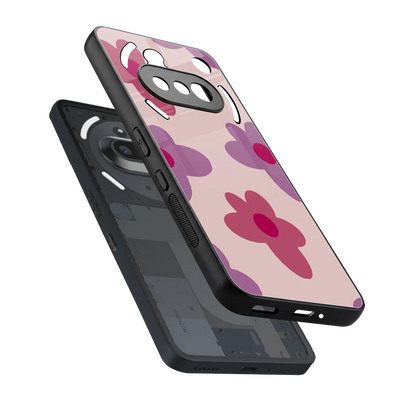 Floral Purple sleek nothing phone 3a cover with tempered glass back and TPU edges