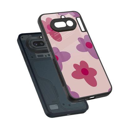 Floral Purple sleek nothing phone 4a cover with tempered glass back and TPU edges