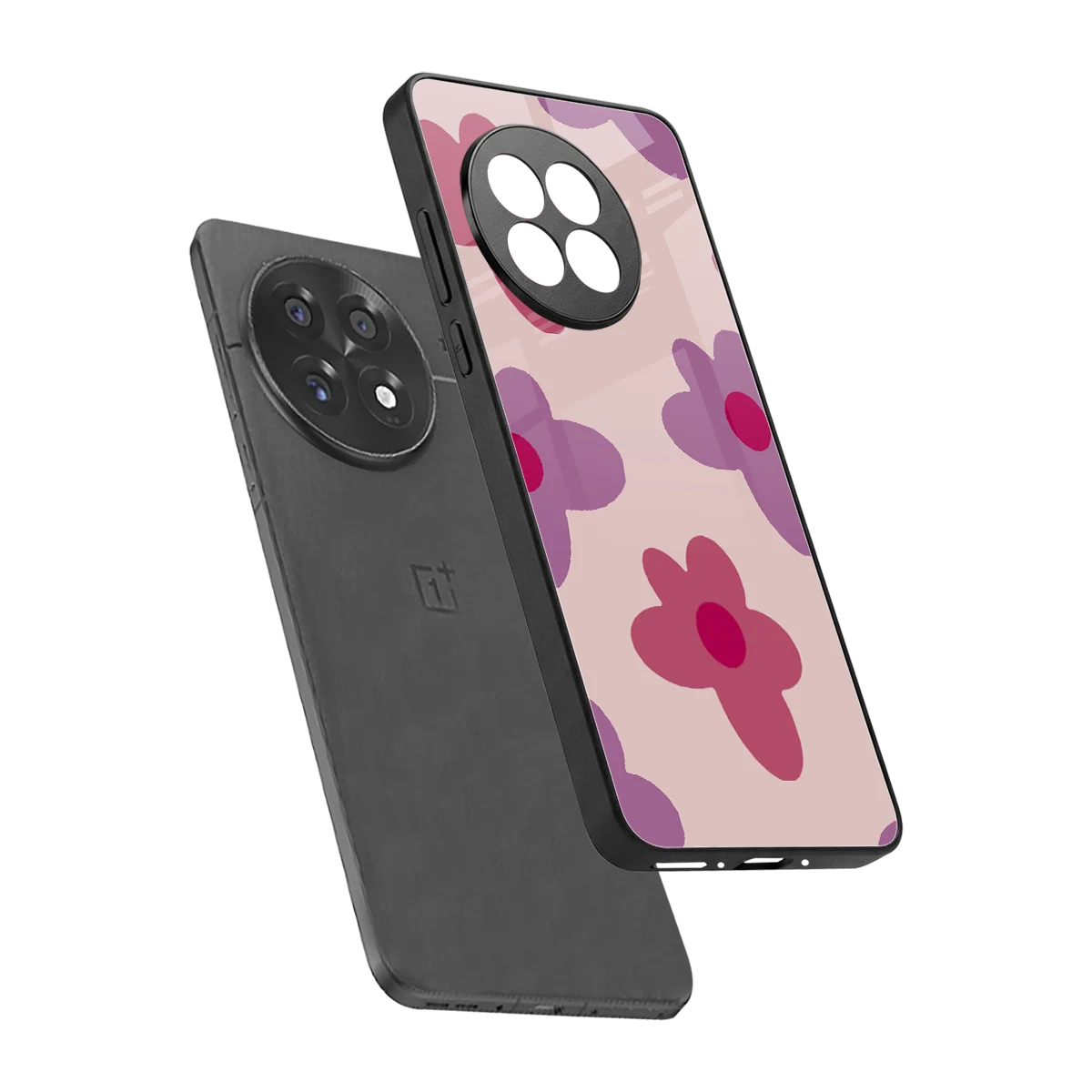 Floral Purple sleek oneplus 13r cover with tempered glass back and TPU edges