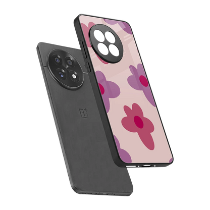 Floral Purple sleek oneplus 13r cover with tempered glass back and TPU edges