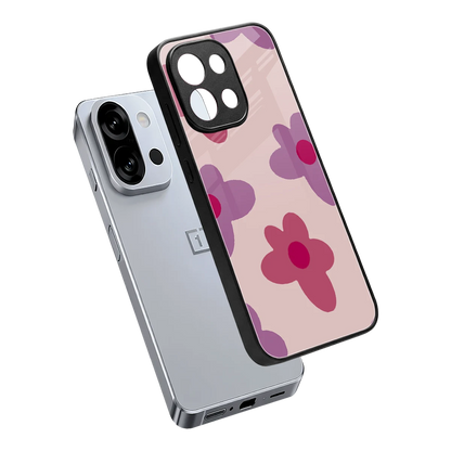 Floral Purple sleek oneplus 13s cover with tempered glass back and TPU edges