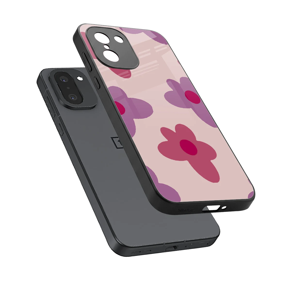 Floral Purple sleek oneplus 15r cover with tempered glass back and TPU edges
