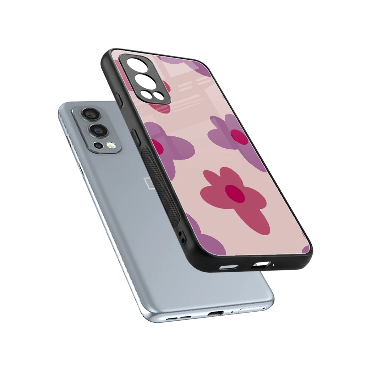 Floral Purple sleek oneplus nord 2 cover with tempered glass back and TPU edges