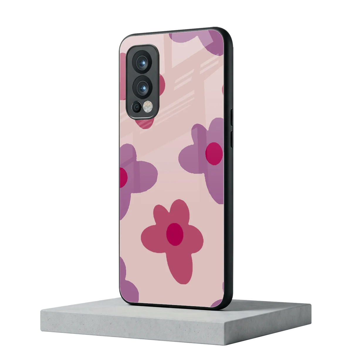 Floral Purple oneplus nord 2 mobile cover | shockproof glass phone case