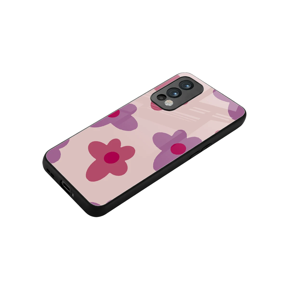 Floral Purple stylish phone case for oneplus nord 2 | glossy glass and slim fit