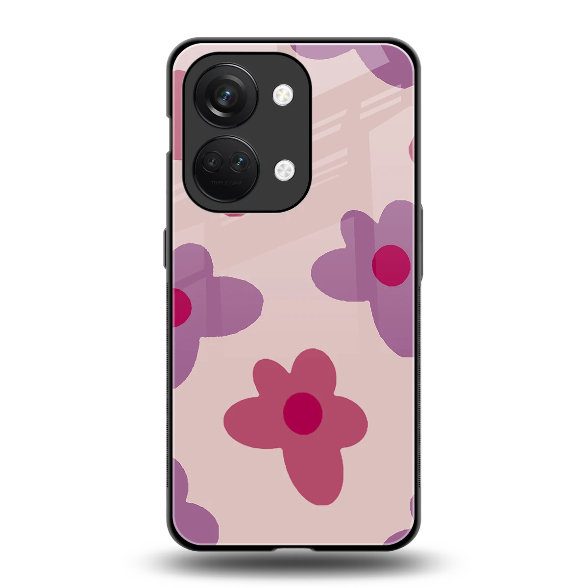 Floral Purple back phone cover | glass case for oneplus nord 3