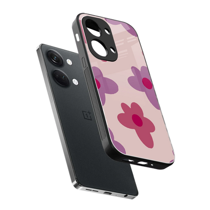 Floral Purple sleek oneplus nord 3 cover with tempered glass back and TPU edges