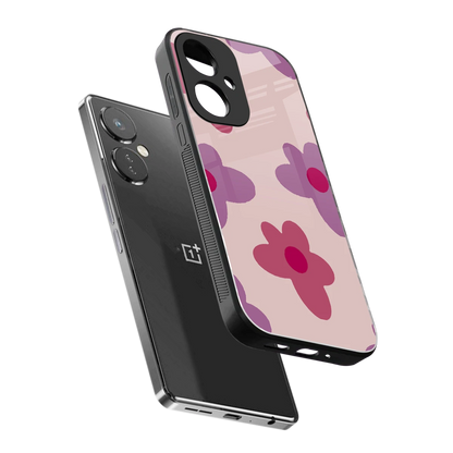 Floral Purple sleek oneplus nord ce 3 cover with tempered glass back and TPU edges