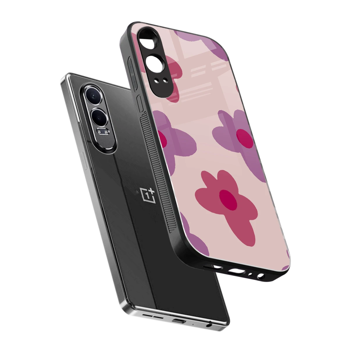 Floral Purple sleek oneplus nord ce 4 lite cover with tempered glass back and TPU edges