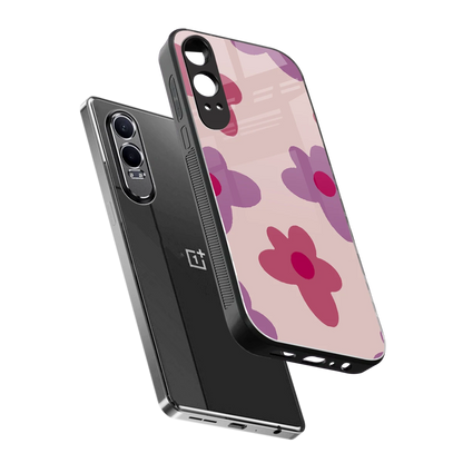 Floral Purple sleek oneplus nord ce 4 lite cover with tempered glass back and TPU edges