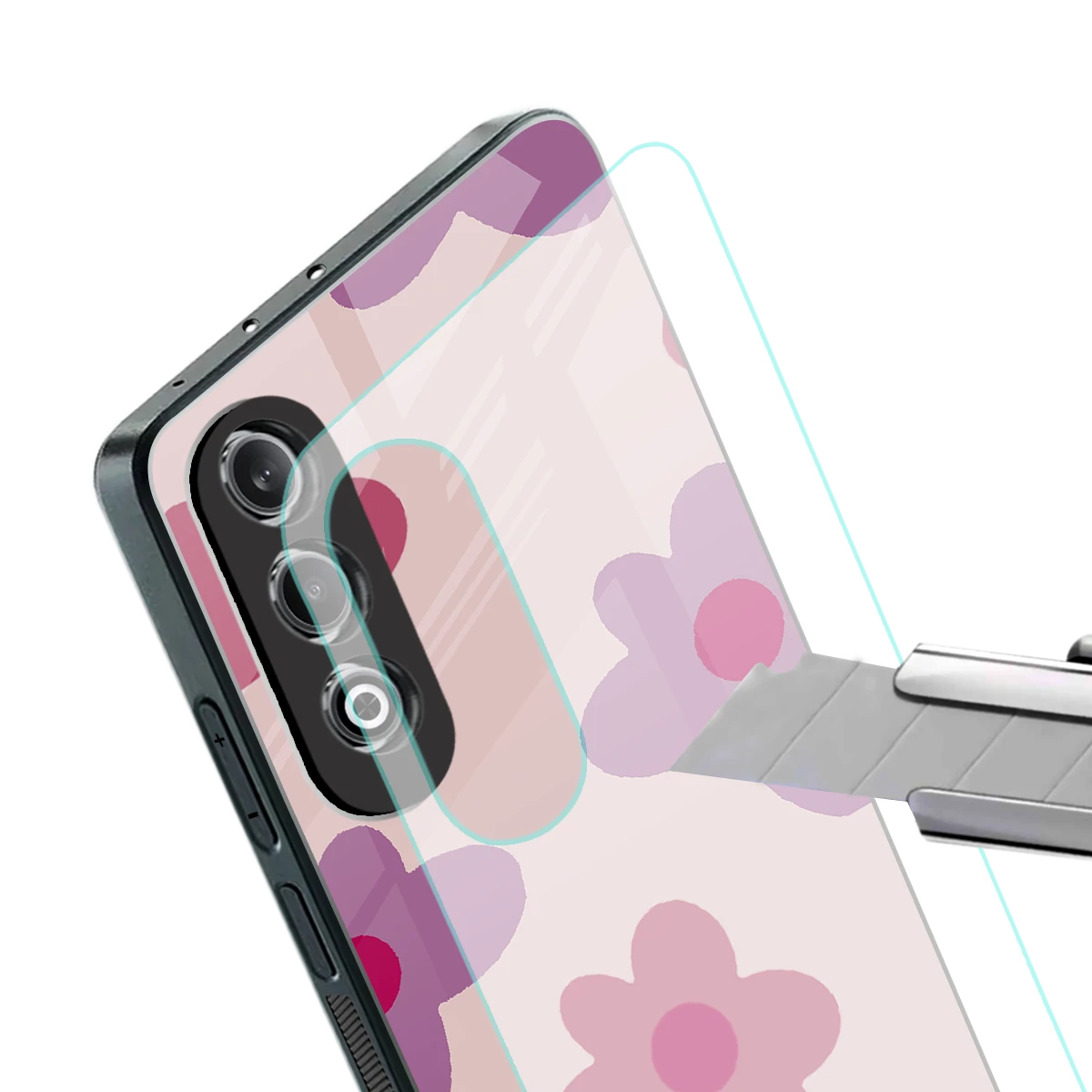 Floral Purple stylish phone case for oneplus nord ce 4 | glossy glass and slim fit