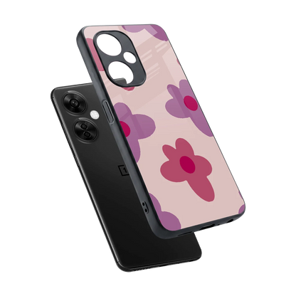 Floral Purple sleek oneplus nord ce 3 lite cover with tempered glass back and TPU edges