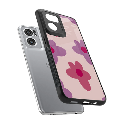 Floral Purple sleek oneplus nord ce 2 cover with tempered glass back and TPU edges