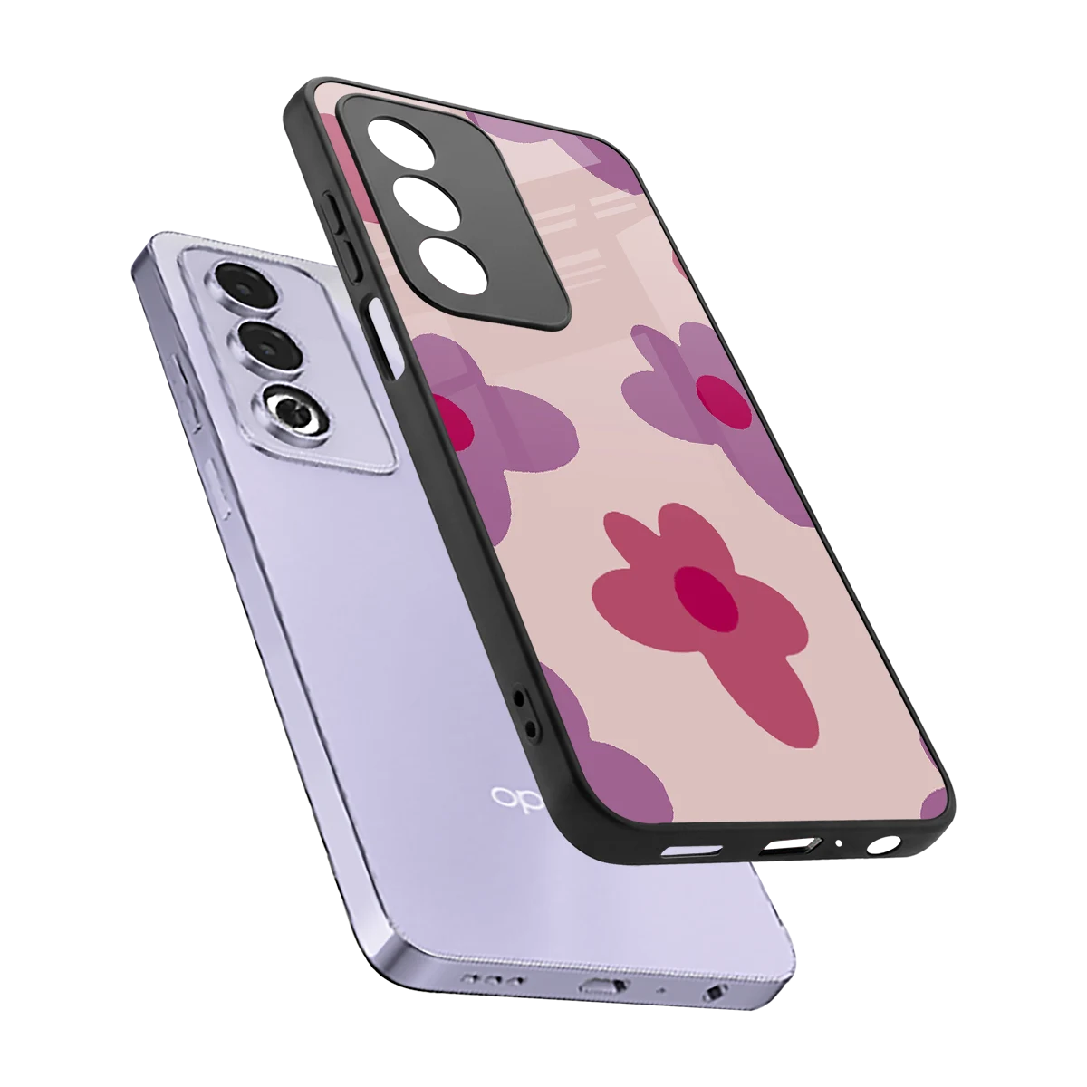 Floral Purple sleek oppo a3 pro cover with tempered glass back and TPU edges