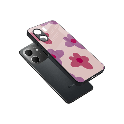 Floral Purple sleek oppo a5x 5g cover with tempered glass back and TPU edges