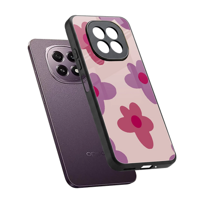 Floral Purple sleek oppo f29 5g cover with tempered glass back and TPU edges