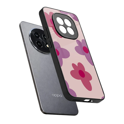 Floral Purple sleek oppo f29 pro 5g cover with tempered glass back and TPU edges