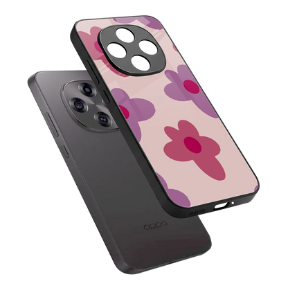 Floral Purple sleek oppo f31 pro 5g cover with tempered glass back and TPU edges