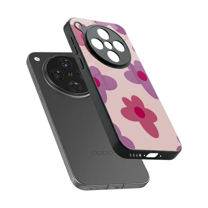 Floral Purple sleek oppo find x8 cover with tempered glass back and TPU edges