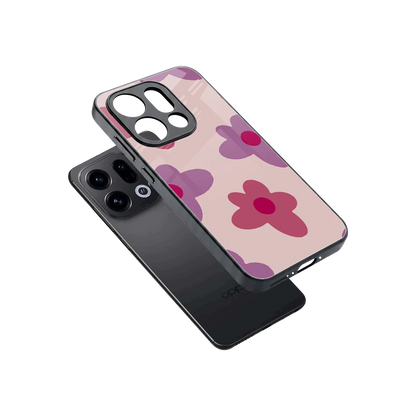 Floral Purple sleek oppo find x9 cover with tempered glass back and TPU edges