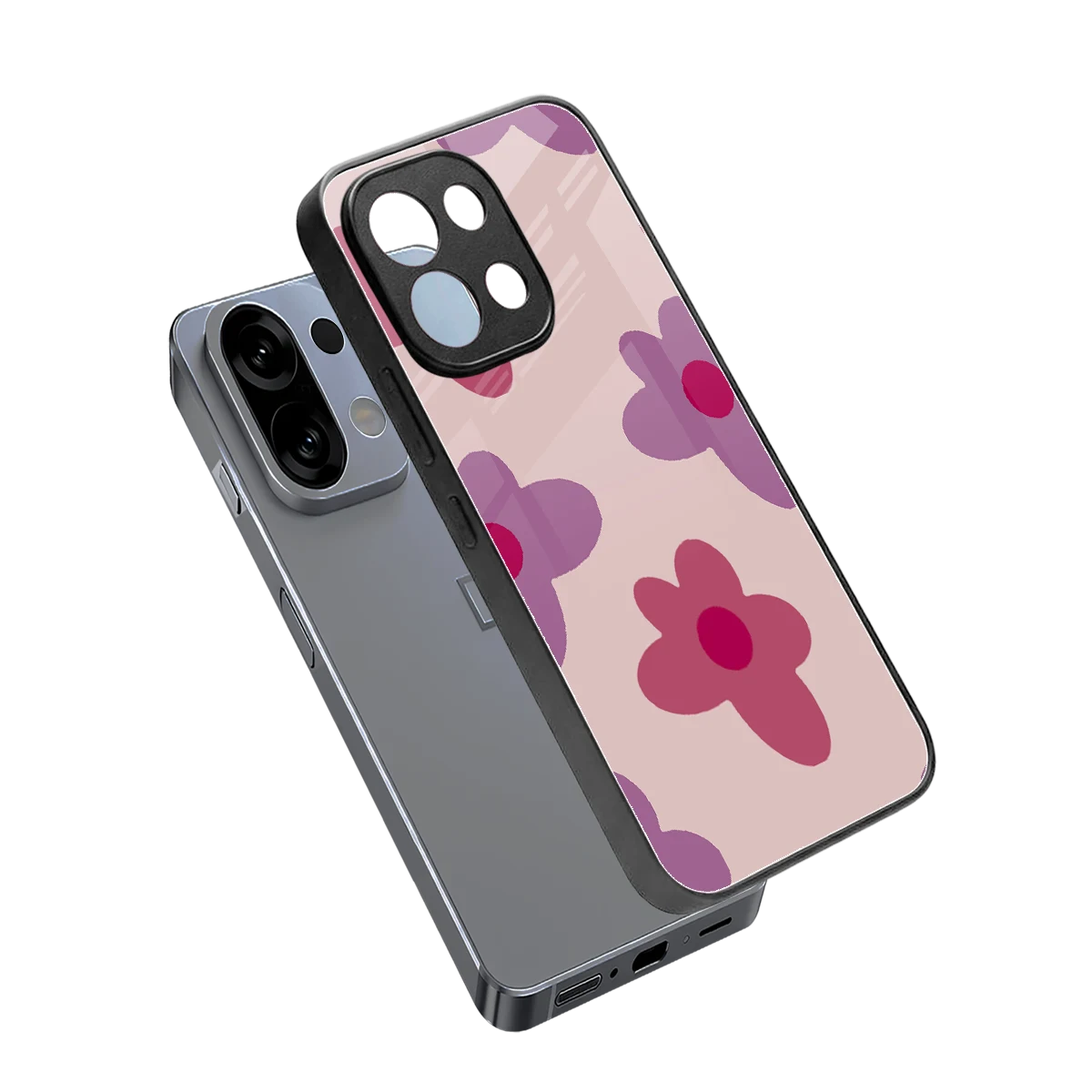 Floral Purple sleek oppo k13 5g cover with tempered glass back and TPU edges
