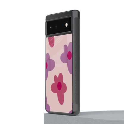 Floral Purple stylish phone case for google pixel 6a | glossy glass and slim fit