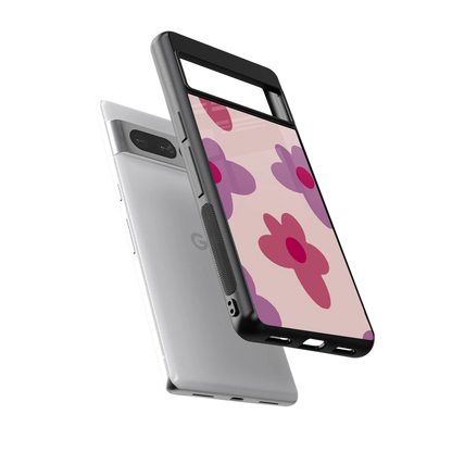 Floral Purple sleek google pixel 7 pro cover with tempered glass back and TPU edges