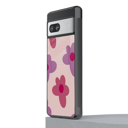 Floral Purple stylish phone case for google pixel 7a | glossy glass and slim fit