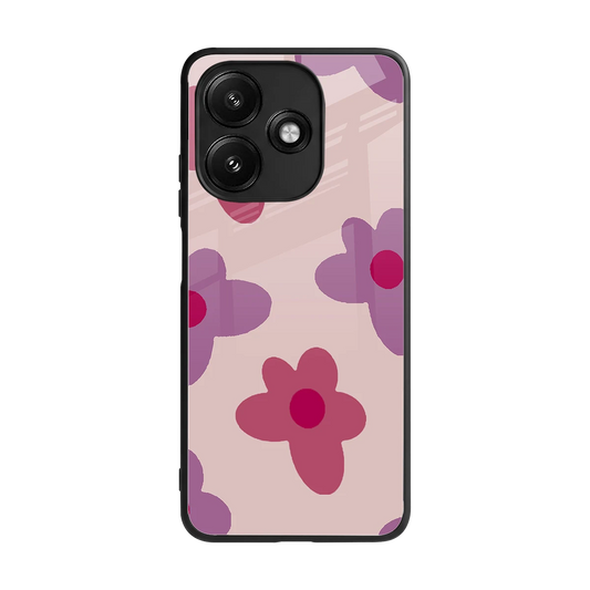 Floral Purple back phone cover | glass case for redmi 12 5g