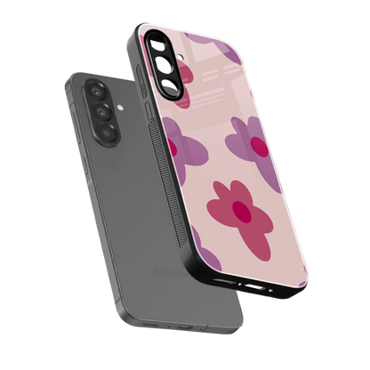 Floral Purple sleek samsung galaxy a37 5g cover with tempered glass back and TPU edges