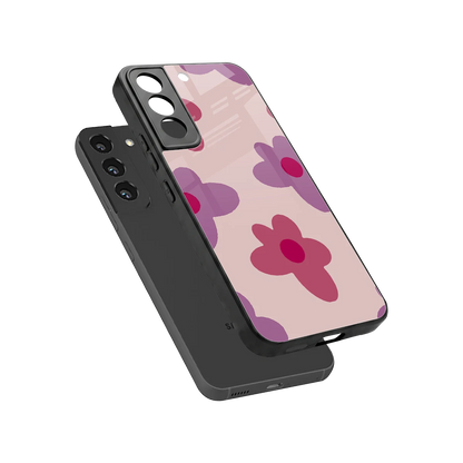 Floral Purple sleek samsung galaxy s22 cover with tempered glass back and TPU edges