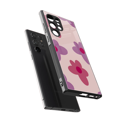 Floral Purple sleek samsung galaxy s24 ultra cover with tempered glass back and TPU edges