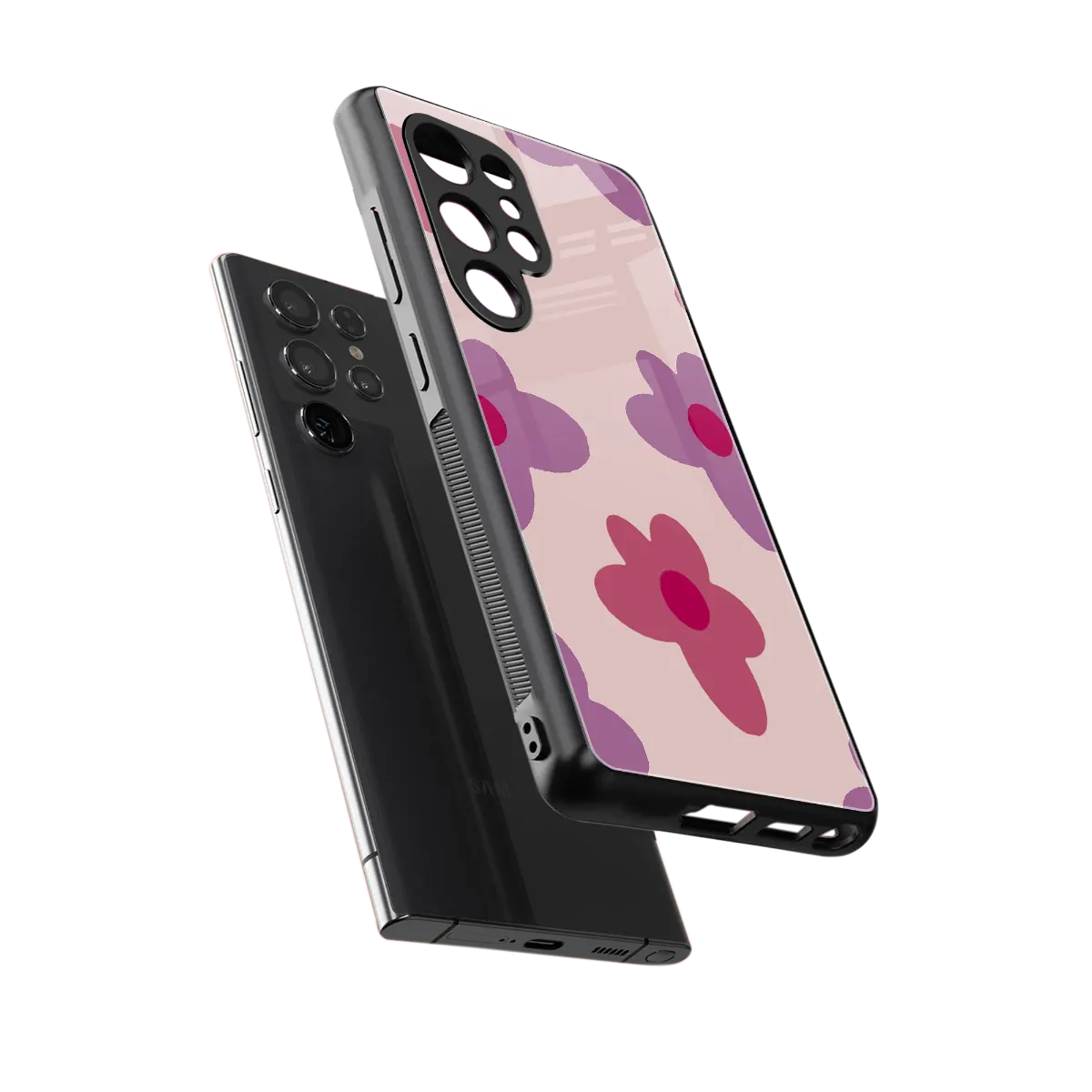 Floral Purple sleek samsung galaxy s26 ultra cover with tempered glass back and TPU edges