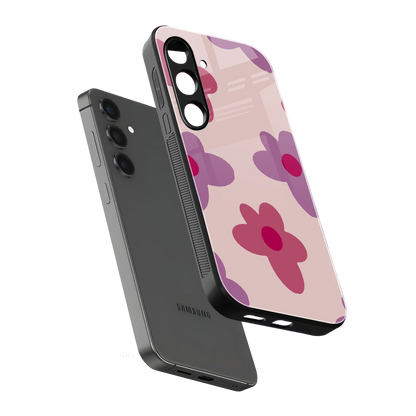 Floral Purple sleek samsung galaxy s24 plus cover with tempered glass back and TPU edges