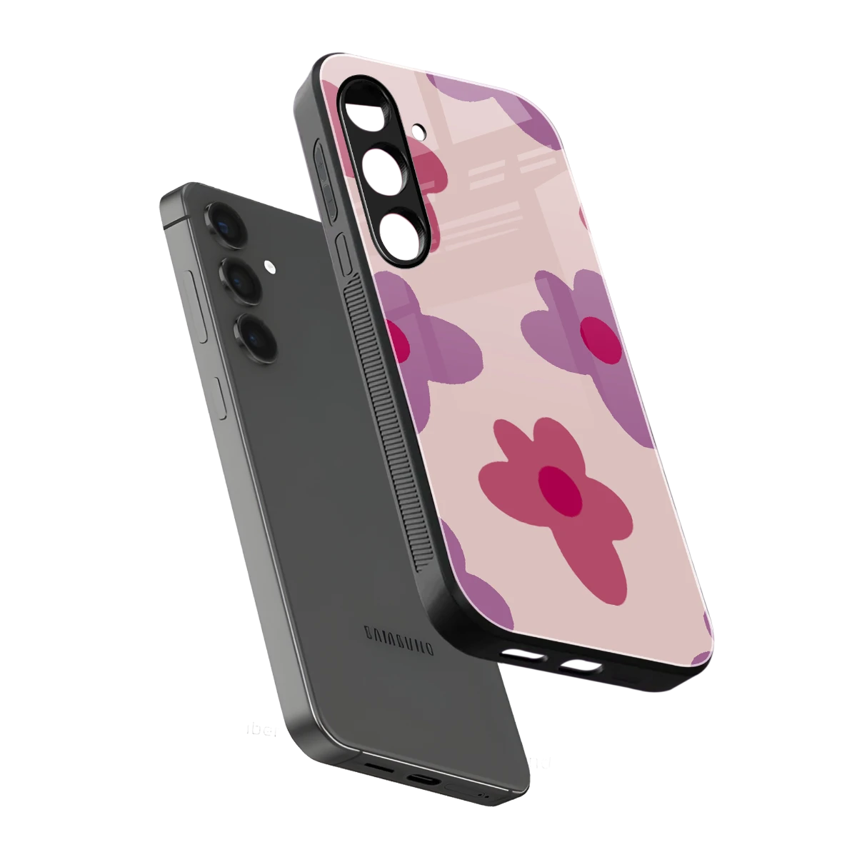 Floral Purple sleek samsung galaxy s23 fe cover with tempered glass back and TPU edges