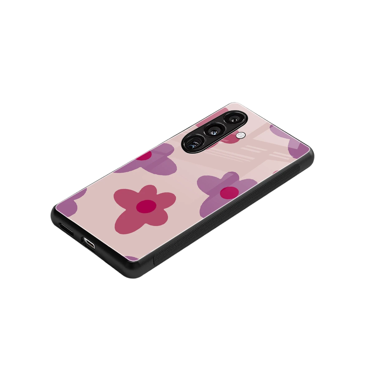 Floral Purple stylish phone case for samsung galaxy s24 | glossy glass and slim fit