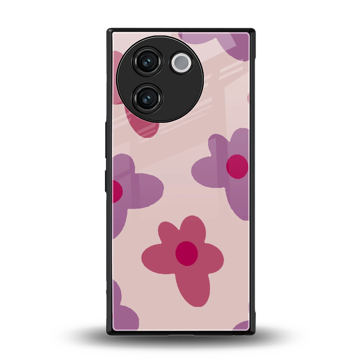 Floral Purple back phone cover | glass case for vivo v30e