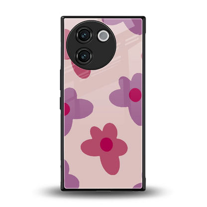 Floral Purple back phone cover | glass case for vivo v30e