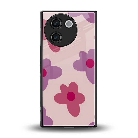 Floral Purple back phone cover | glass case for vivo v30e