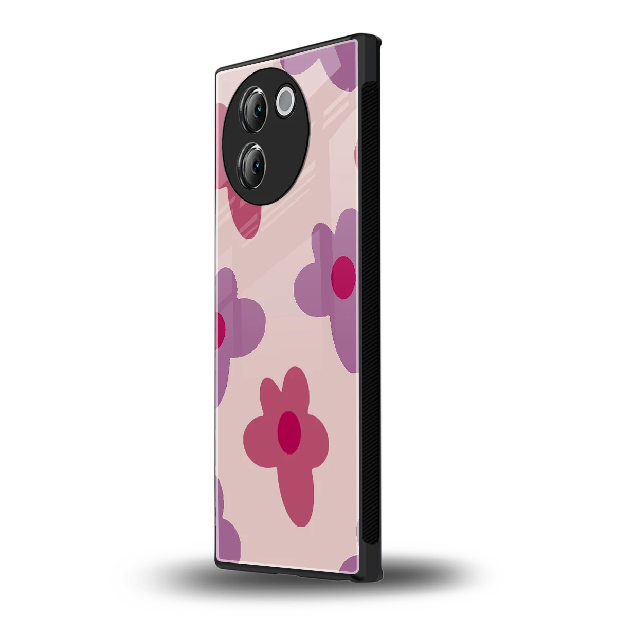 Floral Purple vivo v30e mobile cover | shockproof glass phone case