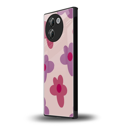 Floral Purple vivo v30e mobile cover | shockproof glass phone case
