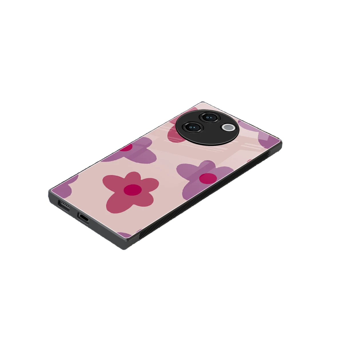 Floral Purple stylish phone case for vivo v30e | glossy glass and slim fit
