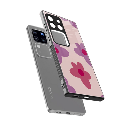 Floral Purple sleekvivo v30 pro cover with tempered glass back and TPU edges