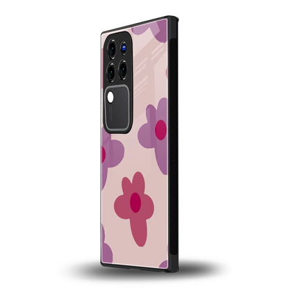Floral Purplevivo v30 pro mobile cover | shockproof glass phone case