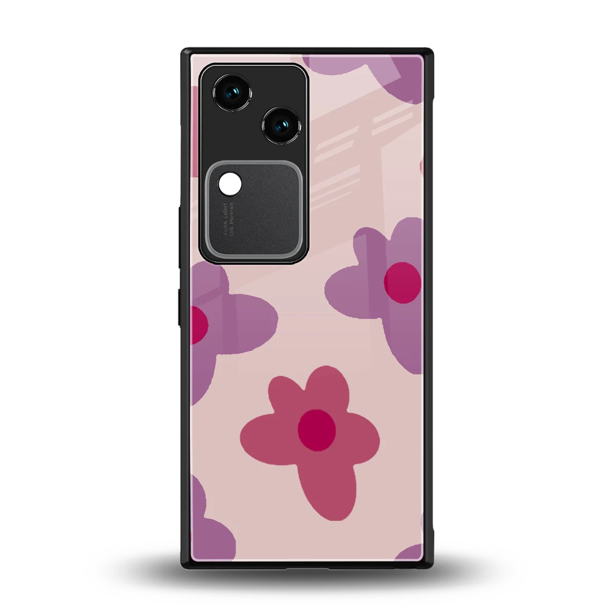Floral Purple back phone cover | glass case for vivo v30