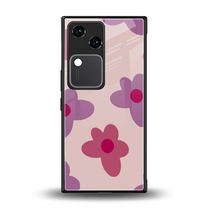 Floral Purple back phone cover | glass case for vivo v30