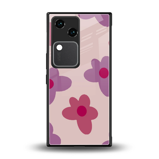 Floral Purple back phone cover | glass case for vivo v30