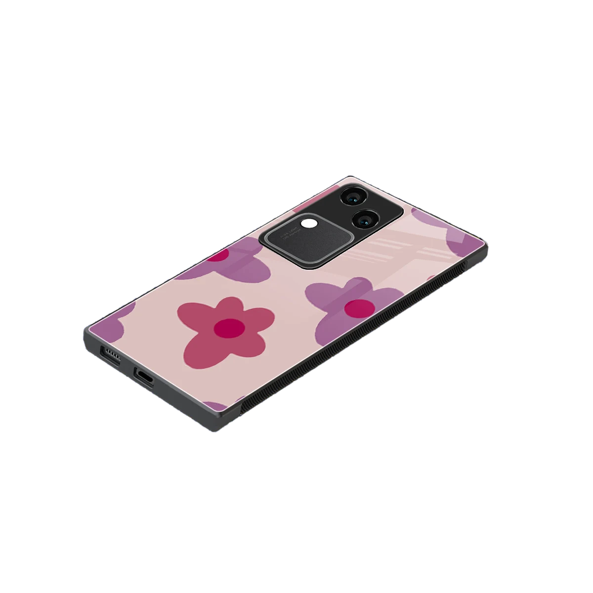 Floral Purple stylish phone case for vivo v30 | glossy glass and slim fit