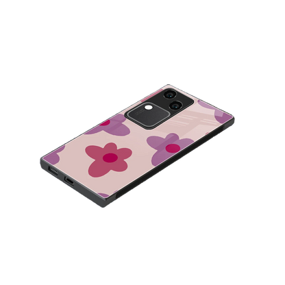 Floral Purple stylish phone case for vivo v30 | glossy glass and slim fit