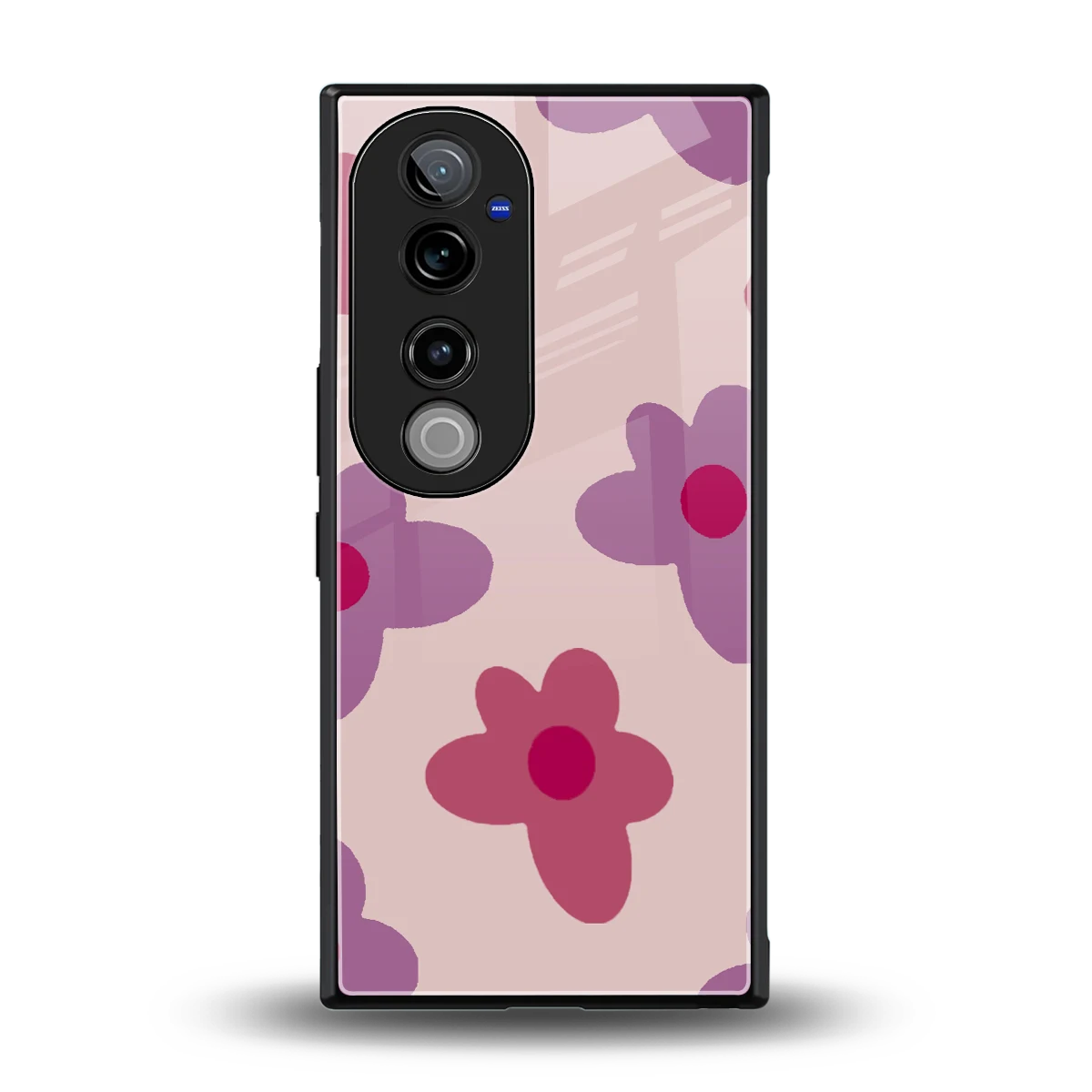 Floral Purple back phone cover | glass case for vivo v40 pro